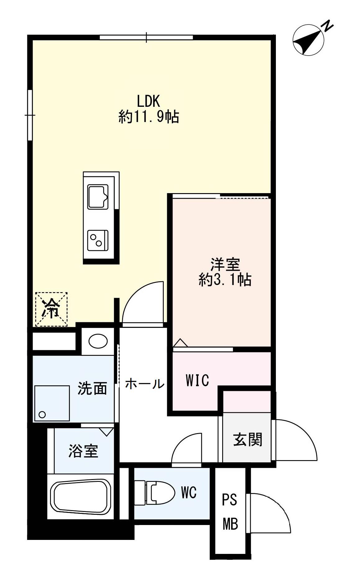 8 3W2 HACHI SAN ウエスト NY(1LDK/2階)の間取り写真