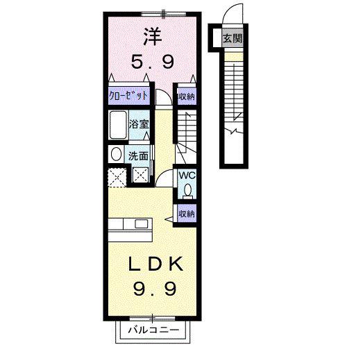 ブリアン(1LDK/2階)の間取り写真