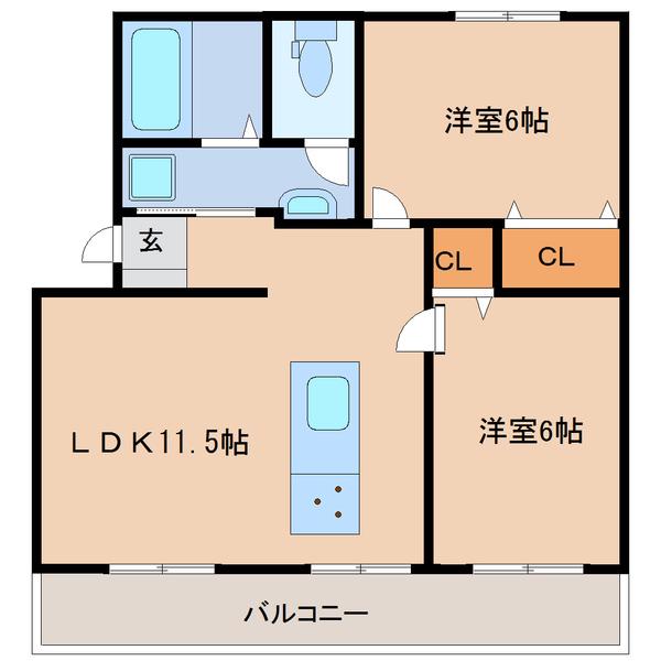 高洲マンション(2LDK/3階)の間取り写真