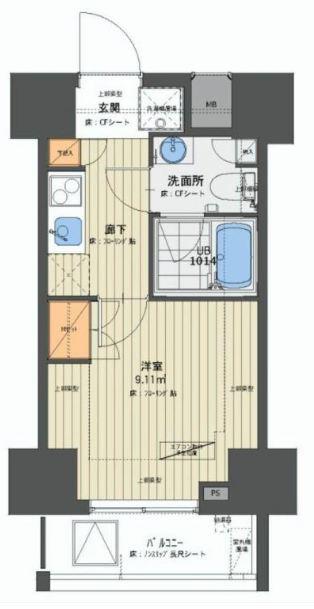エムゲート(1K/4階)の間取り写真