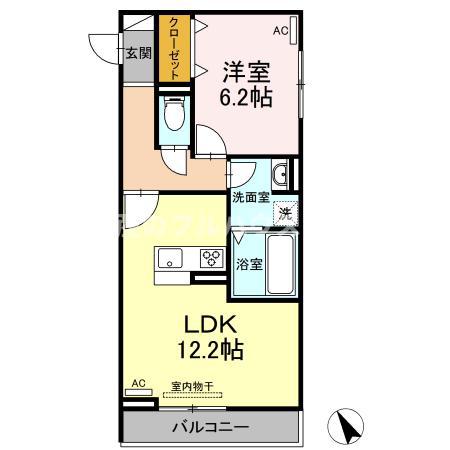 オッツ一宮(1LDK/2階)の間取り写真