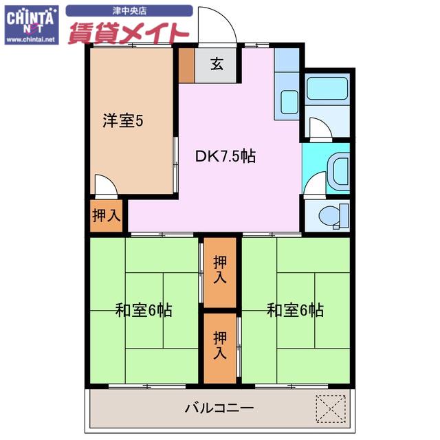 桜町ハイツ(3DK/3階)の間取り写真