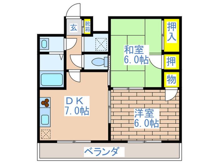 シティコート八王子(2DK/2階)の間取り写真