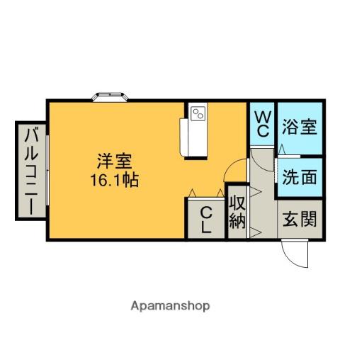 イーハトーブB(ワンルーム/1階)の間取り写真