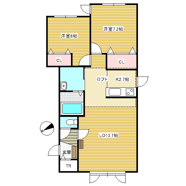 セドナB(2LDK/2階)の間取り写真