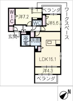 HIGH LINE PARK A(3LDK/3階)の間取り写真