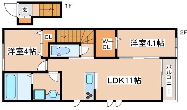 GRAN VILLAGE御着(2LDK/2階)の間取り写真