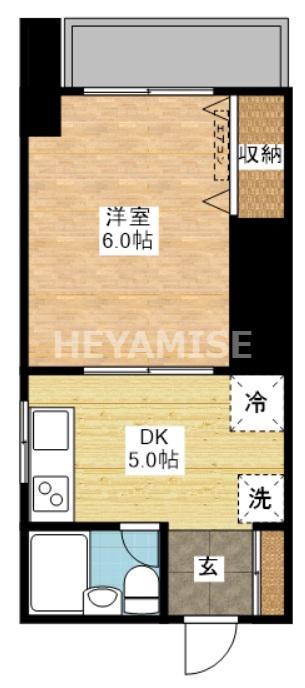 第二浜里ビル(1DK/2階)の間取り写真