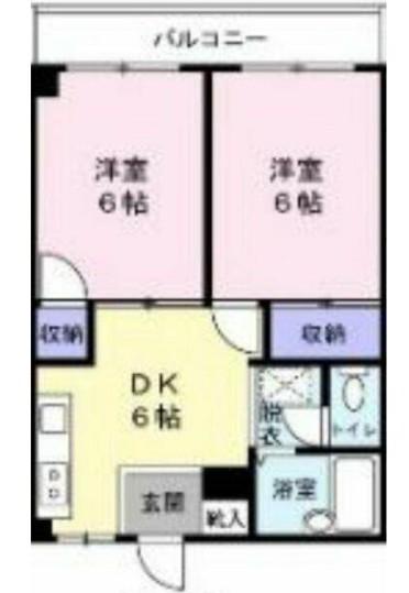 クレセント北山(2DK/3階)の間取り写真