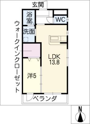 エクセレントハウス(1LDK/2階)の間取り写真