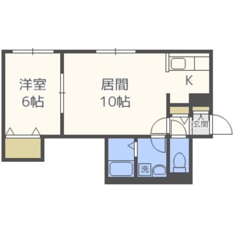 ノーブル円山(1LDK/4階)の間取り写真