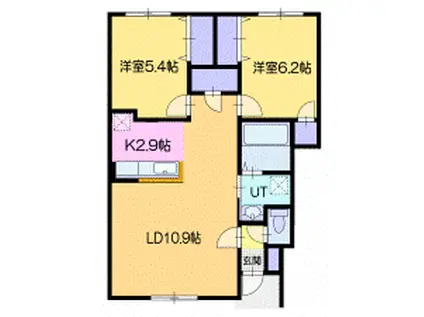 ノースジェミニ A(2LDK/1階)の間取り写真