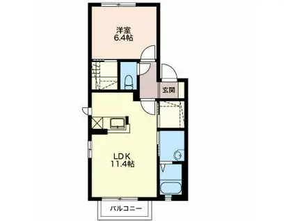プレアリー(1LDK/2階)の間取り写真