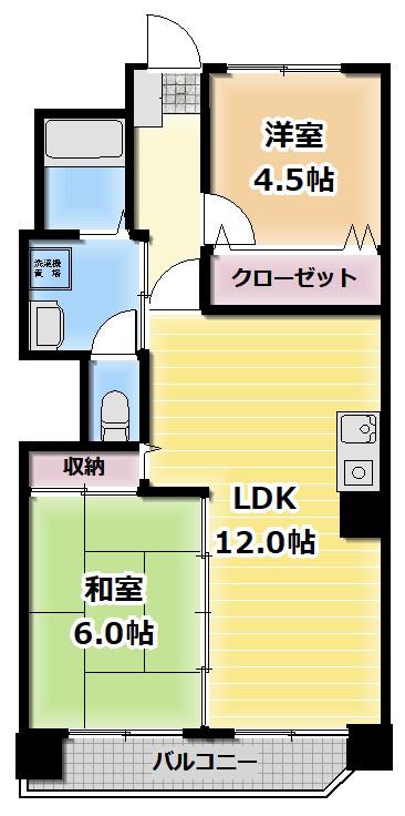 上野坂ハイツ(2LDK/4階)の間取り写真