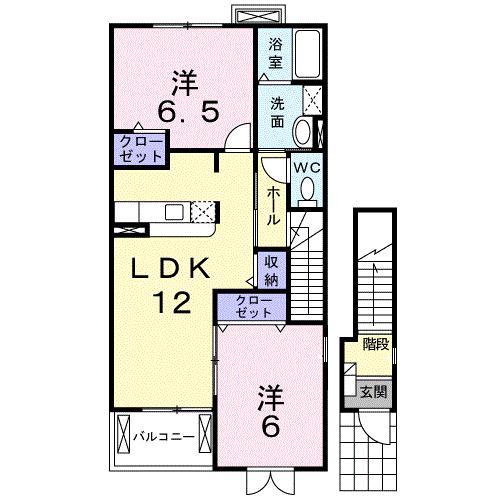 リュエル・2(2LDK/2階)の間取り写真