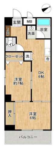 メゾンドカムリ(2DK/5階)の間取り写真