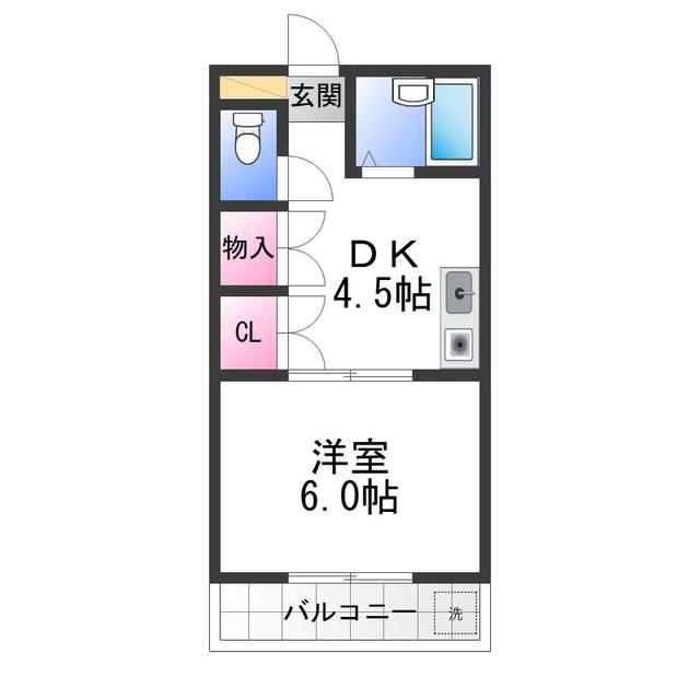マツダ21天美(1DK/2階)の間取り写真