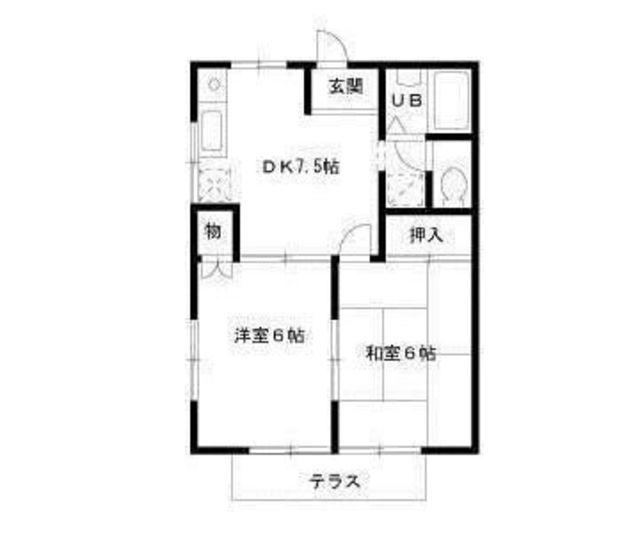 サマックス・ヴィレッヂD(2DK/2階)の間取り写真