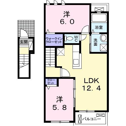 スターガーデン ノース(2LDK/2階)の間取り写真