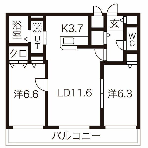 ウエストビレッジ(2LDK/2階)の間取り写真