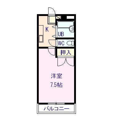 せせらぎハイツ(1K/4階)の間取り写真