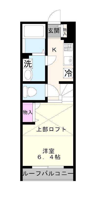 ベルリード エメ(1K/2階)の間取り写真