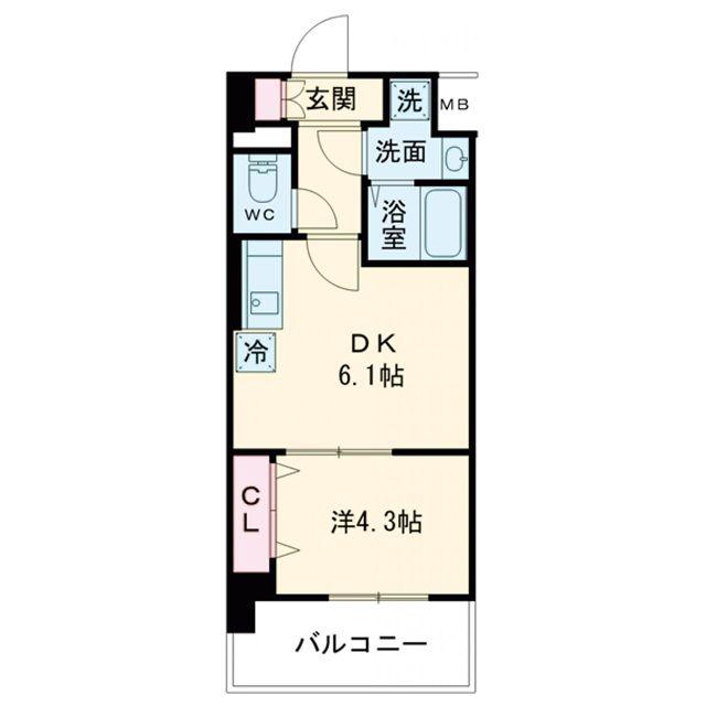 メイクス天王寺南(1DK/6階)の間取り写真