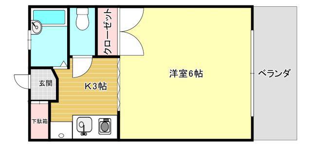 コーポヤマノ(1K/3階)の間取り写真