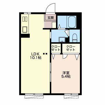 ハンプデンコート2A(1LDK/1階)の間取り写真