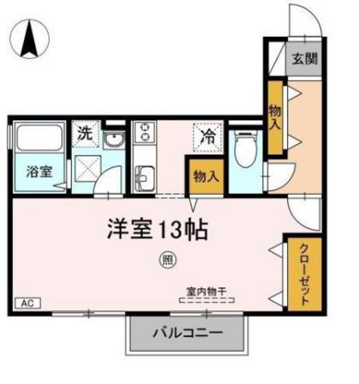 第5関ニューバリヤ(ワンルーム/2階)の間取り写真