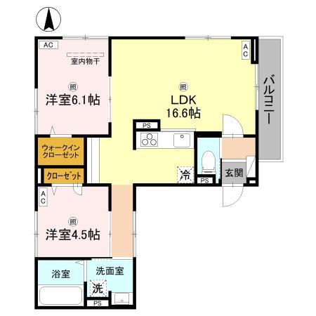 ウエスタンハイツ19(2LDK/2階)の間取り写真