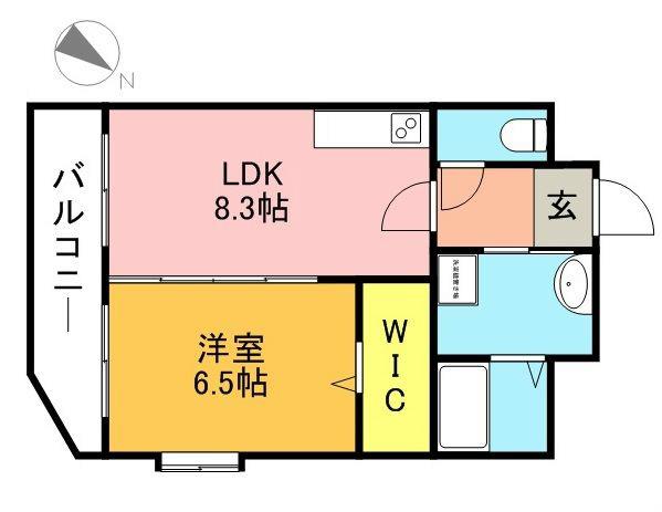 クレストF室見(1LDK/5階)の間取り写真