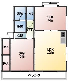 サンプラントB(2LDK/2階)の間取り写真