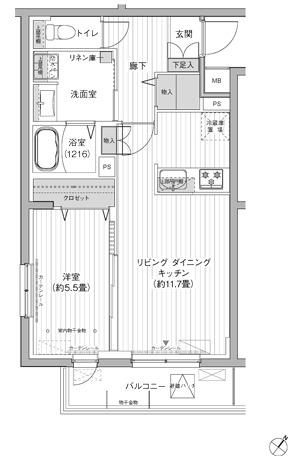 クラルテラセ新宿富久(1LDK/4階)の間取り写真