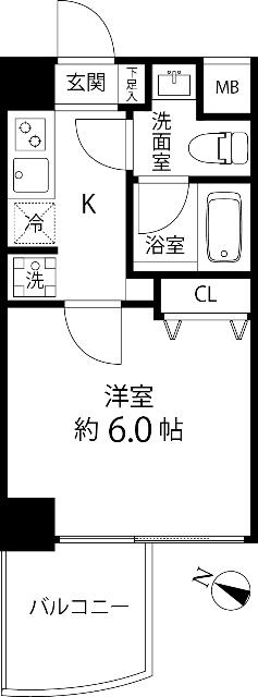マーレ横浜白金(1K/4階)の間取り写真