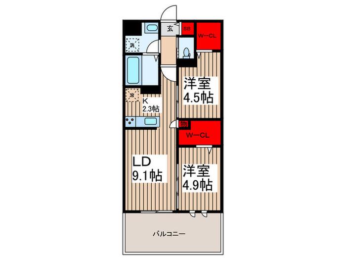 芝弥生レジデンス(2LDK/3階)の間取り写真