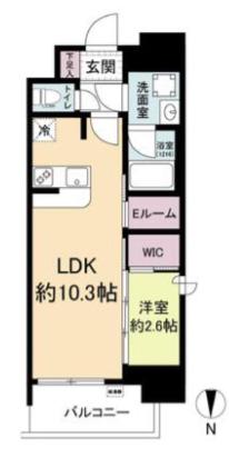セレニテフラン本町(1LDK/4階)の間取り写真