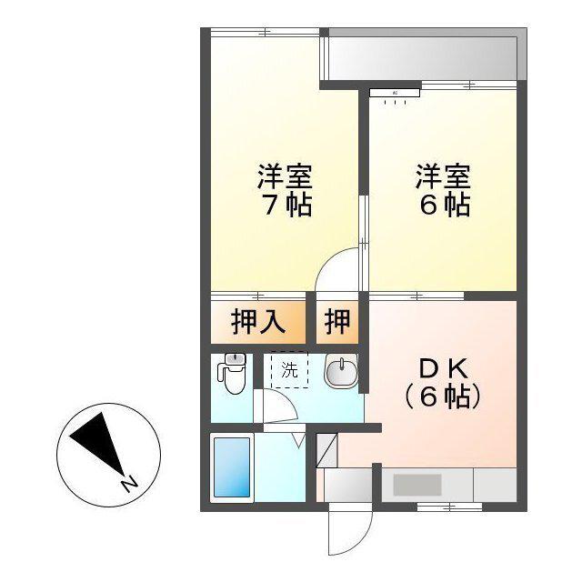 ドリームパレスA(2DK/2階)の間取り写真