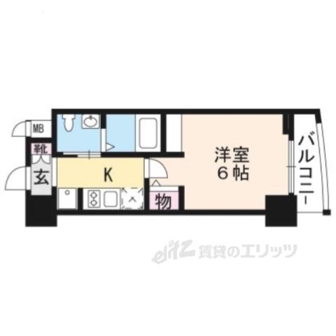 エステムプラザ京都河原町通2レジデンシャ(1K/6階)の間取り写真