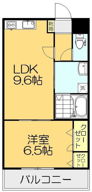 マリベール山城(1LDK/2階)の間取り写真