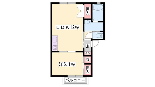 グランビア(1LDK/2階)の間取り写真
