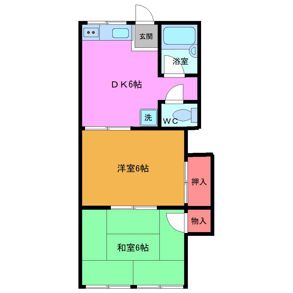 メゾン川原(2DK/2階)の間取り写真