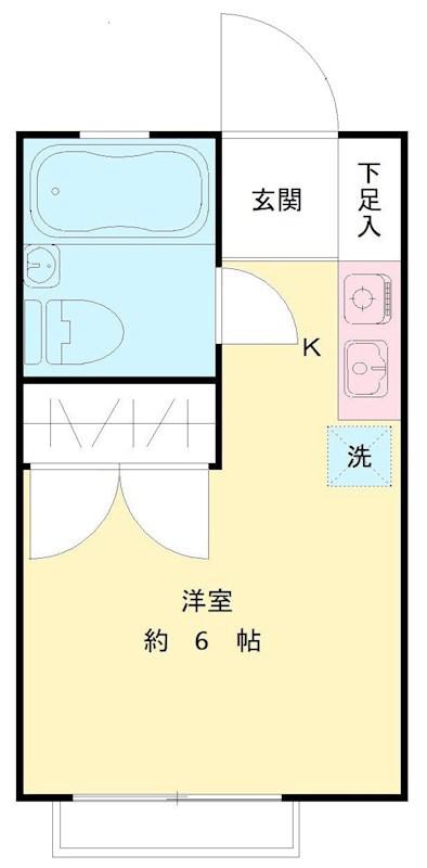 ヒルサイドA棟(ワンルーム/1階)の間取り写真