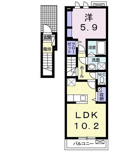 エスポワール(1LDK/2階)の間取り写真