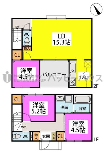 カルシアソリド(3LDK/1階)の間取り写真