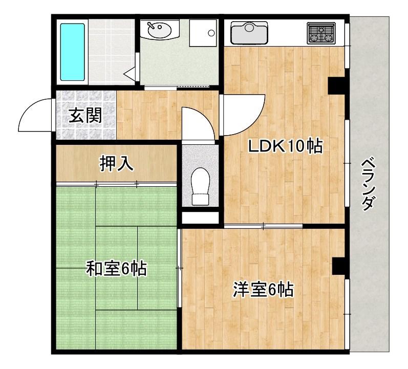 チェリーロードたまゆ(2LDK/2階)の間取り写真