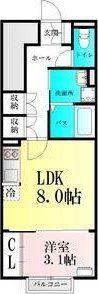 NEW ERA 西の平(1LDK/1階)の間取り写真