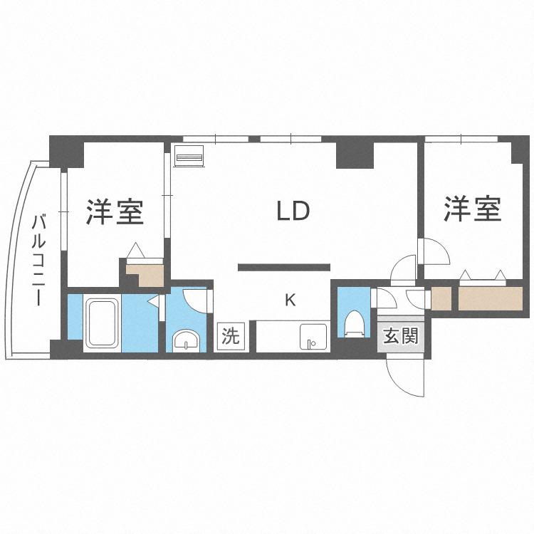 ビッグパレス中島公園(2LDK/11階)の間取り写真