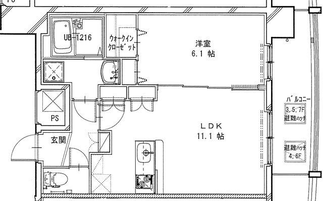 パークヒルズ町田(1LDK/3階)の間取り写真