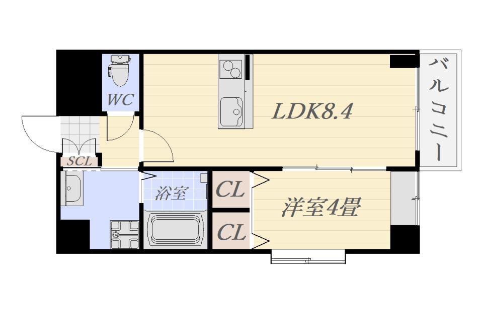 ラルーチェ平田橋(1LDK/2階)の間取り写真